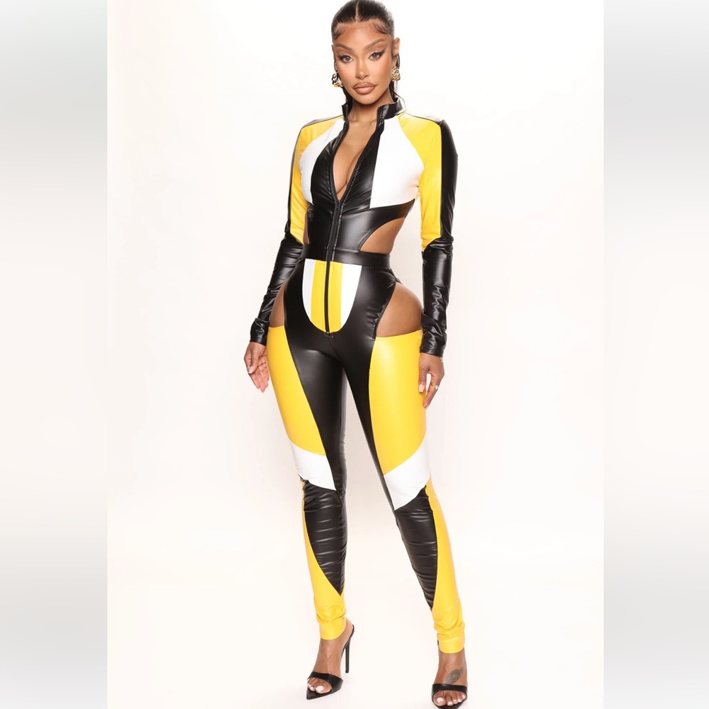 Ready to Race Leather Jumpsuit- fashion nova XS